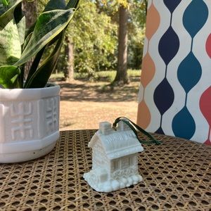 Water Mill/House Christmas Ornament White Porcelain Bell